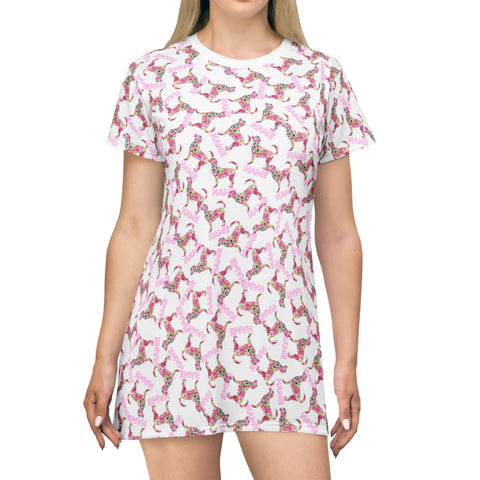 Custom T-shirt  Dress - Labrador Print With Personalized Name