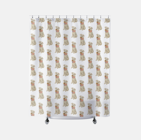 Custom Pet Watercolor Portrait Shower Curtain