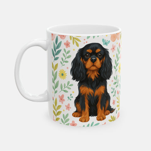Custom pet portrait floral mug for a guide to becoming a cat mom