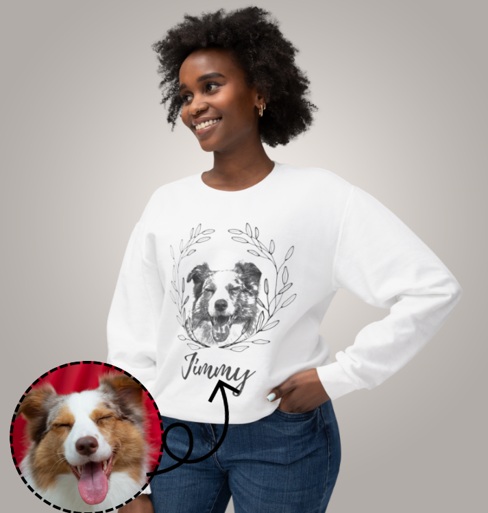 Personalized Pet Portrait Sweatshirt - Petunia Woof