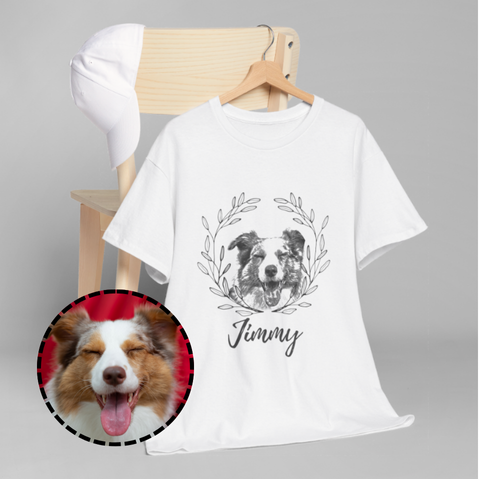 Custom Dog Portrait From Photo + Name T-shirt - Petunia Woof