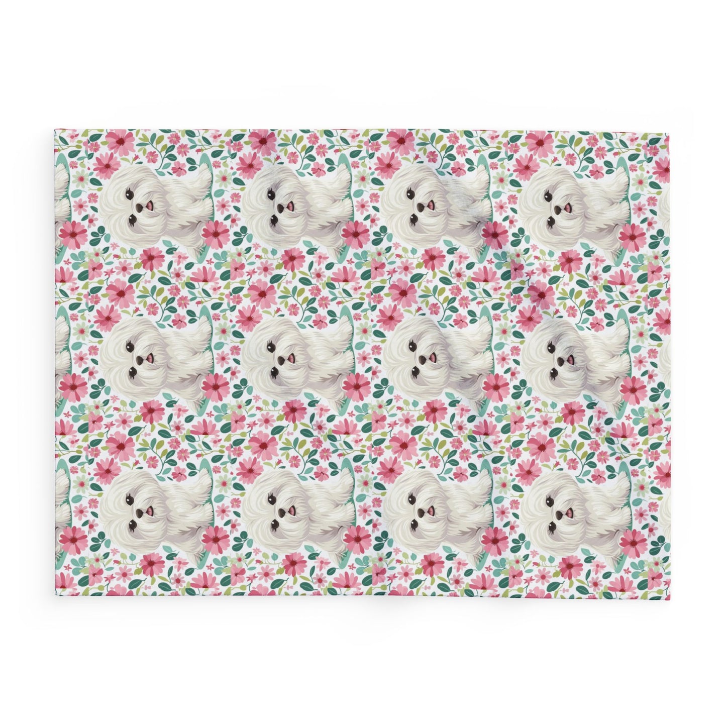 Floral Maltese Dog Arctic Fleece Blanket - Cozy Pet Lover's Gift - Petunia Woof