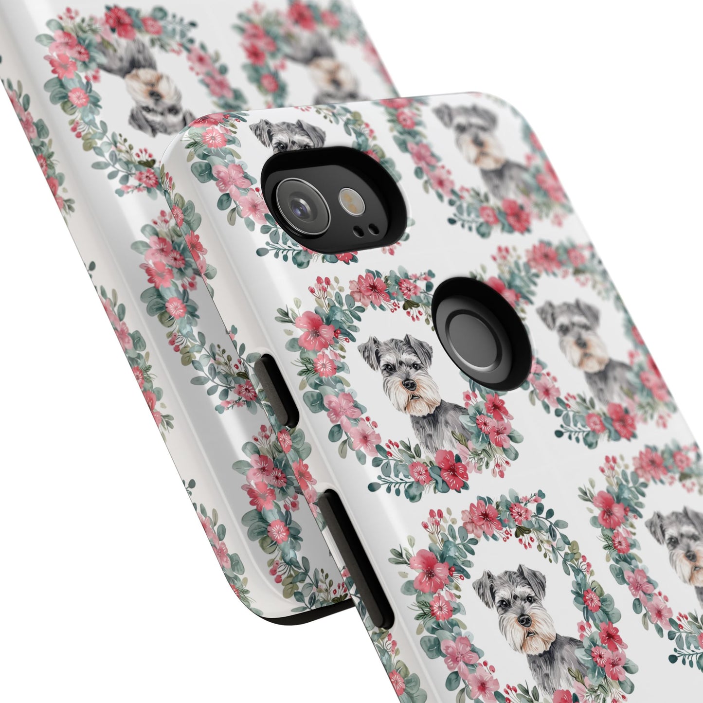 Cute Schnauzer Floral Dog Phone Case - Tough Cases for Pet Lovers