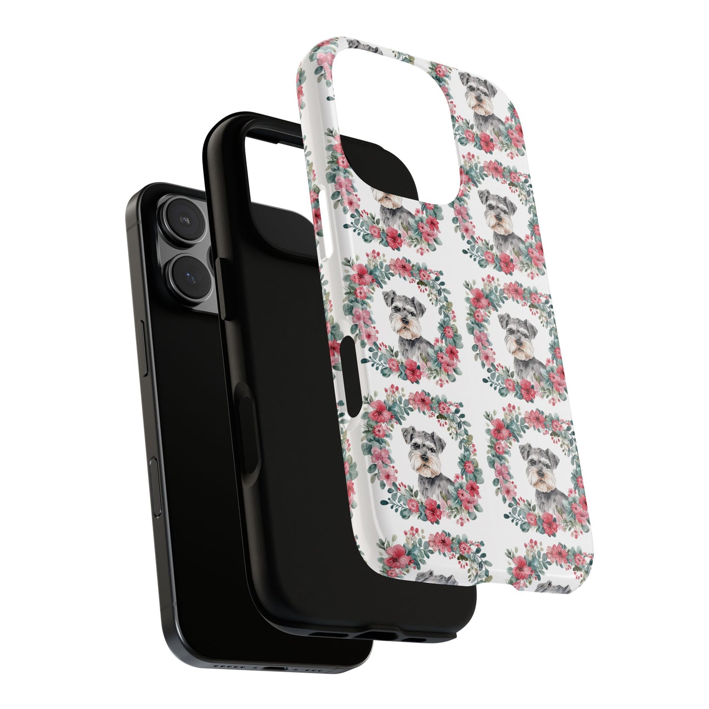 Cute Schnauzer Floral Dog Phone Case - Tough Cases for Pet Lovers