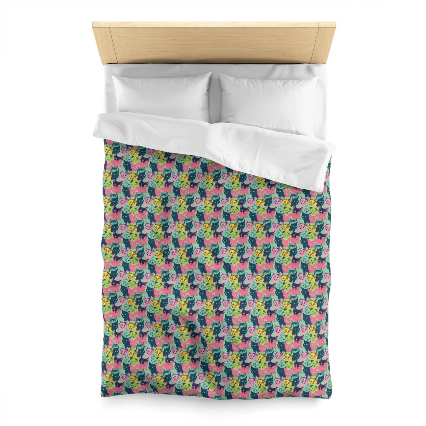 Colorful Cat Pattern Microfiber Duvet Cover - Perfect for Animal Lovers - Petunia Woof