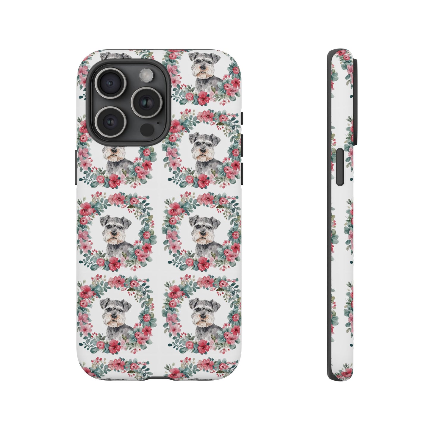 Cute Schnauzer Floral Dog Phone Case - Tough Cases for Pet Lovers