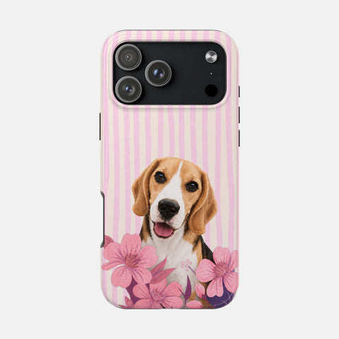 Custom Striped Pet Portrait Phone Case