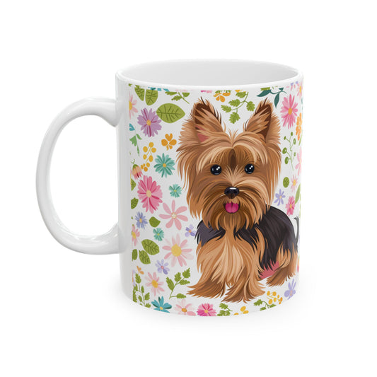 Yorkshire Terrier Floral Ceramic Mug - Perfect Gift for Dog Lovers - Petunia Woof