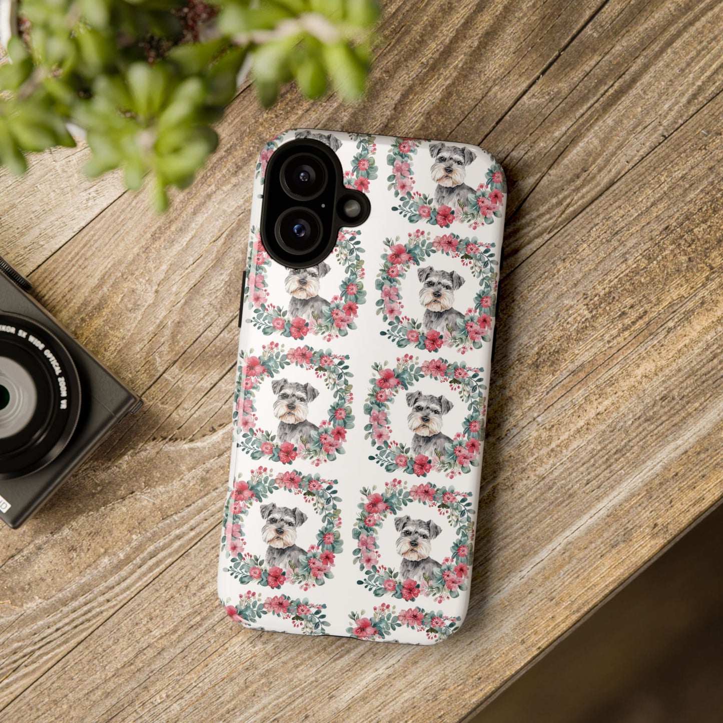 Cute Schnauzer Floral Dog Phone Case - Tough Cases for Pet Lovers