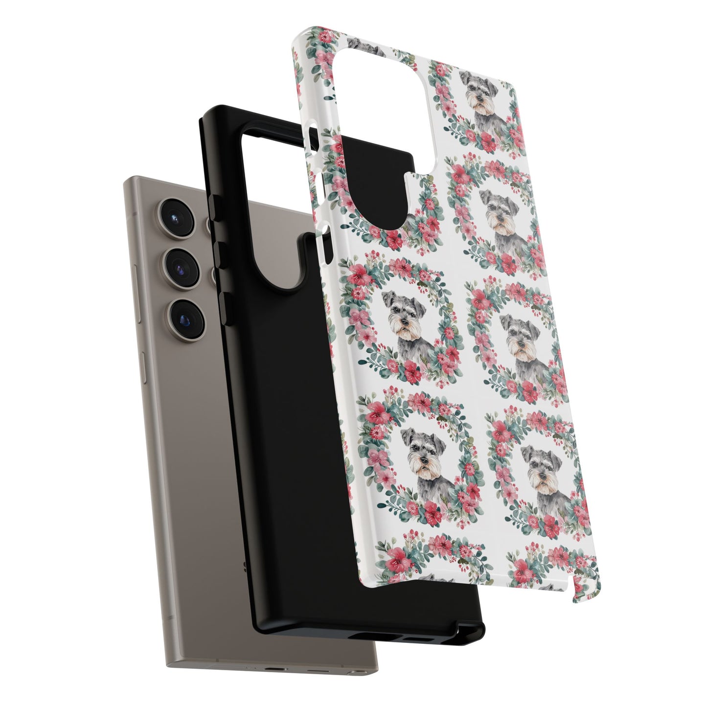 Cute Schnauzer Floral Dog Phone Case - Tough Cases for Pet Lovers