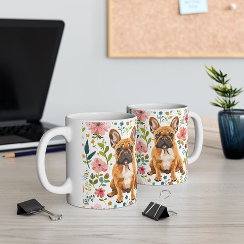 Frenchie Floral Ceramic Mug