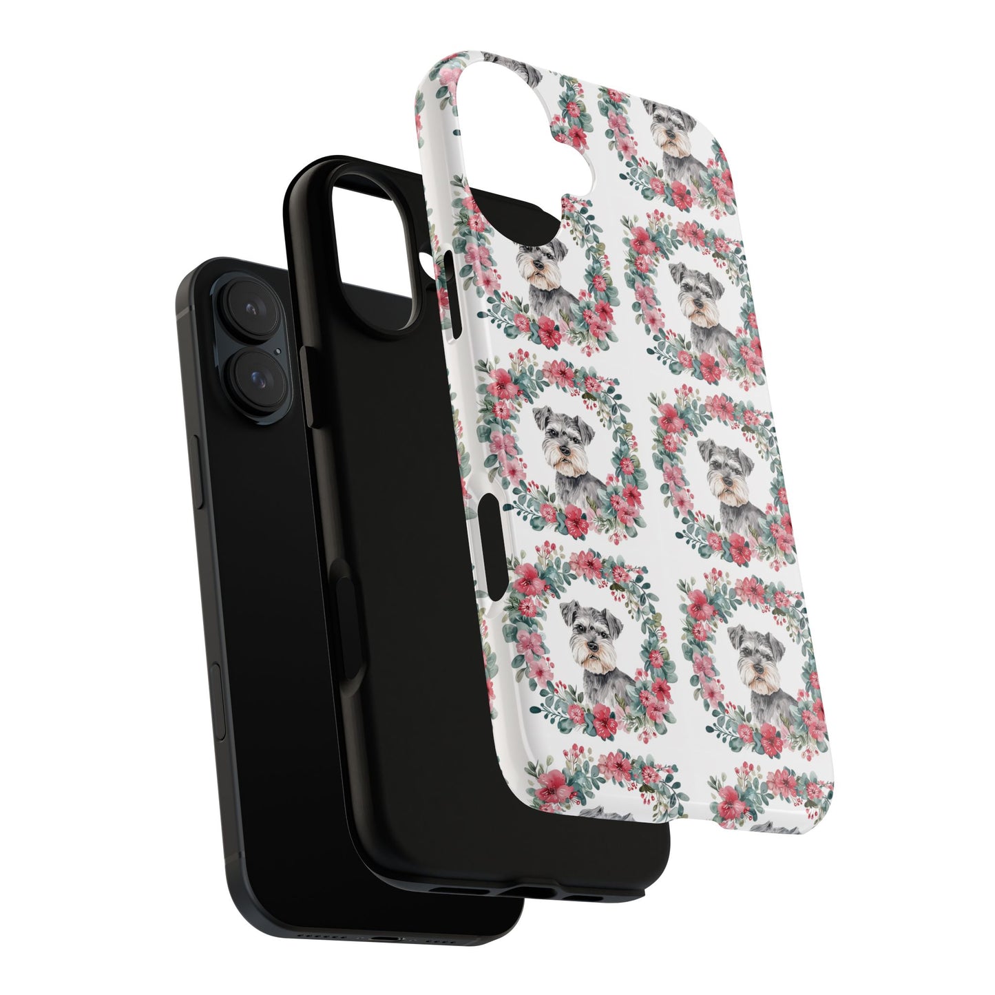 Cute Schnauzer Floral Dog Phone Case - Tough Cases for Pet Lovers