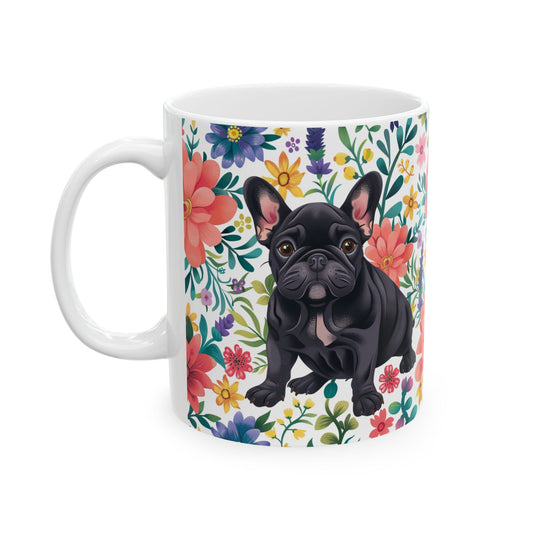 Floral French Bulldog Ceramic Mug - Perfect Gift for Dog Lovers - Petunia Woof