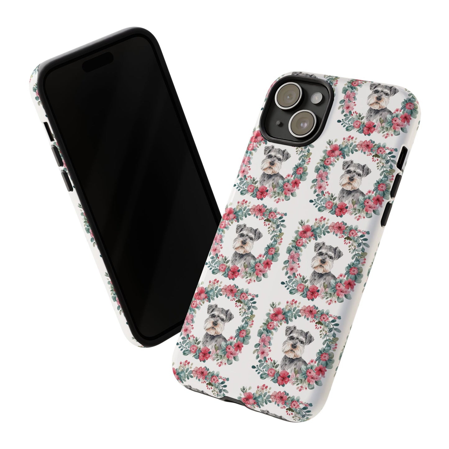 Cute Schnauzer Floral Dog Phone Case - Tough Cases for Pet Lovers