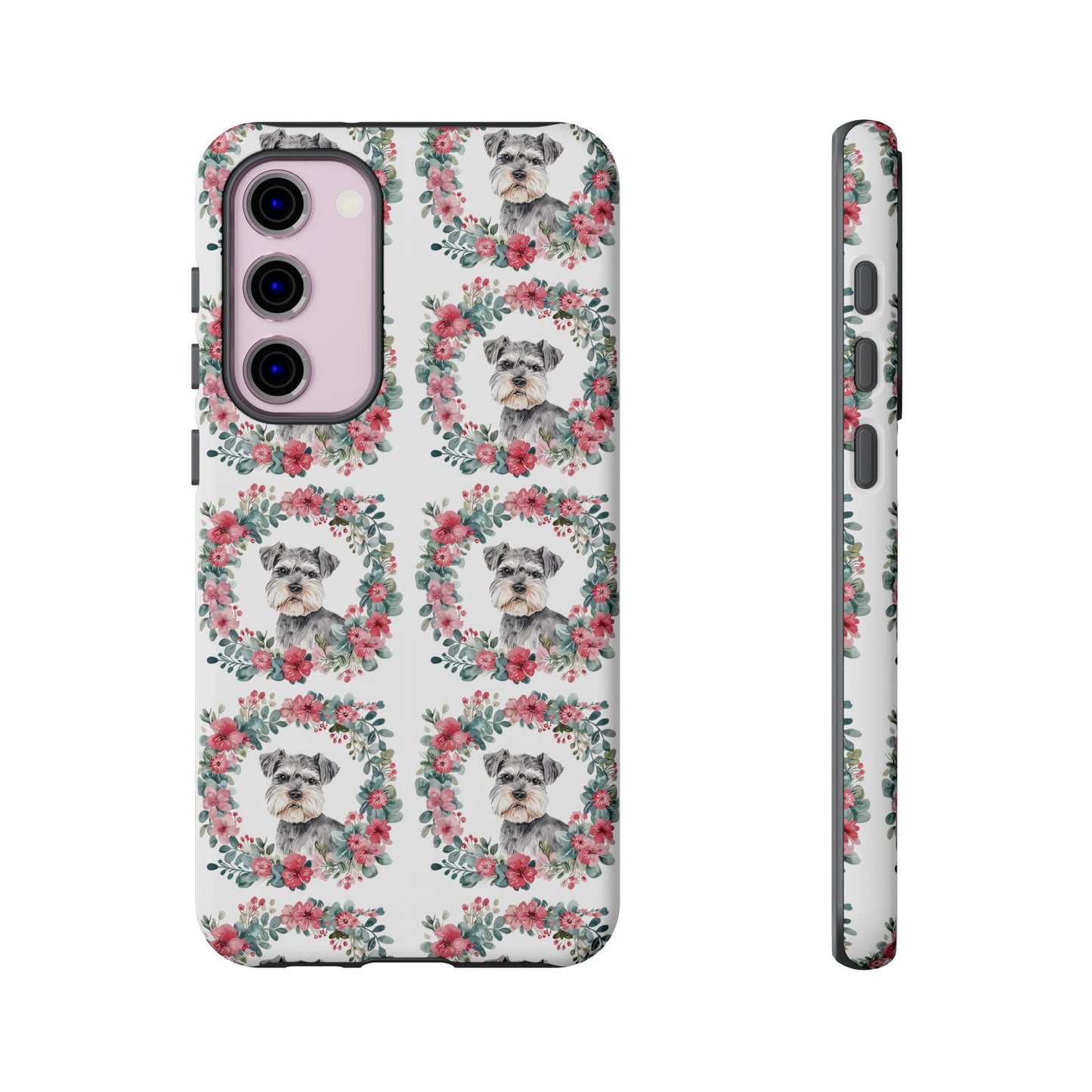 Cute Schnauzer Floral Dog Phone Case - Tough Cases for Pet Lovers