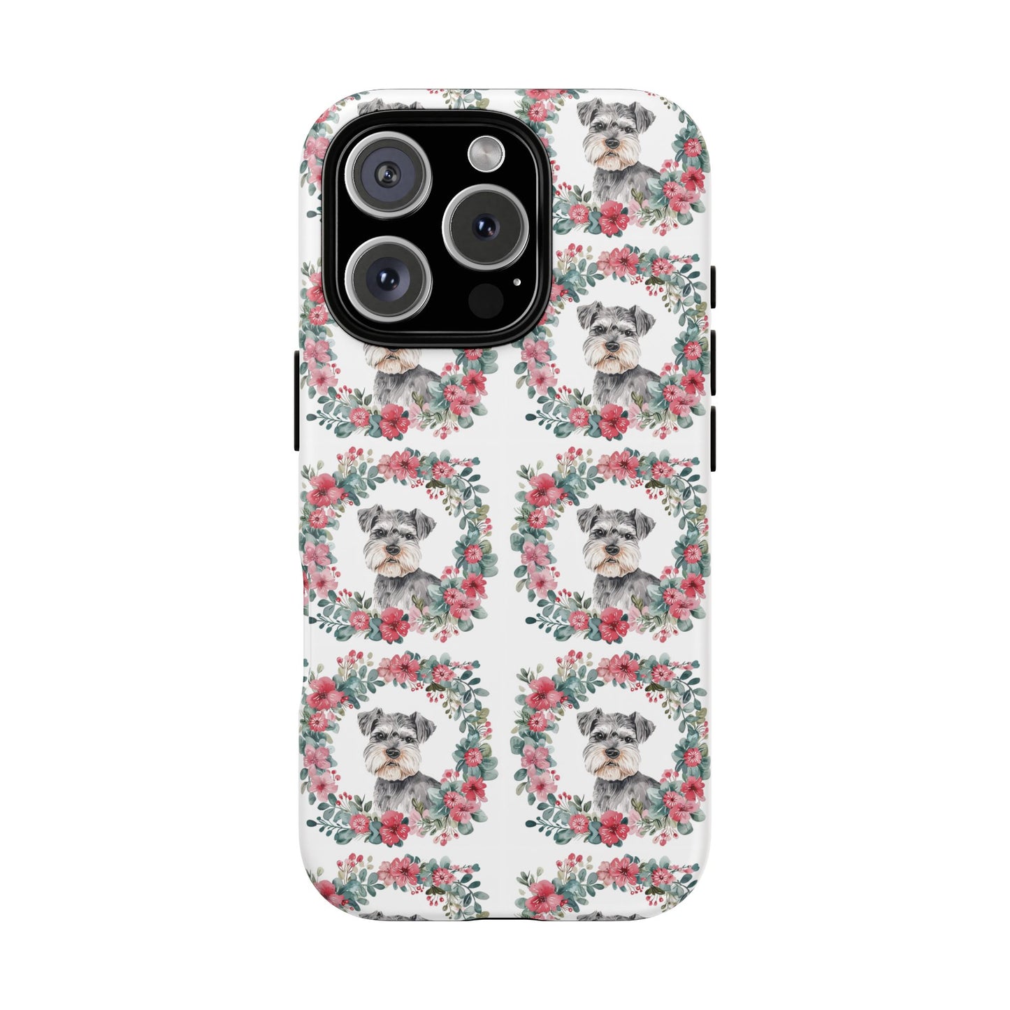 Cute Schnauzer Floral Dog Phone Case - Tough Cases for Pet Lovers