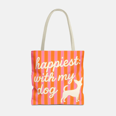 Custom "Happiest With My Dog"  Tote Bag