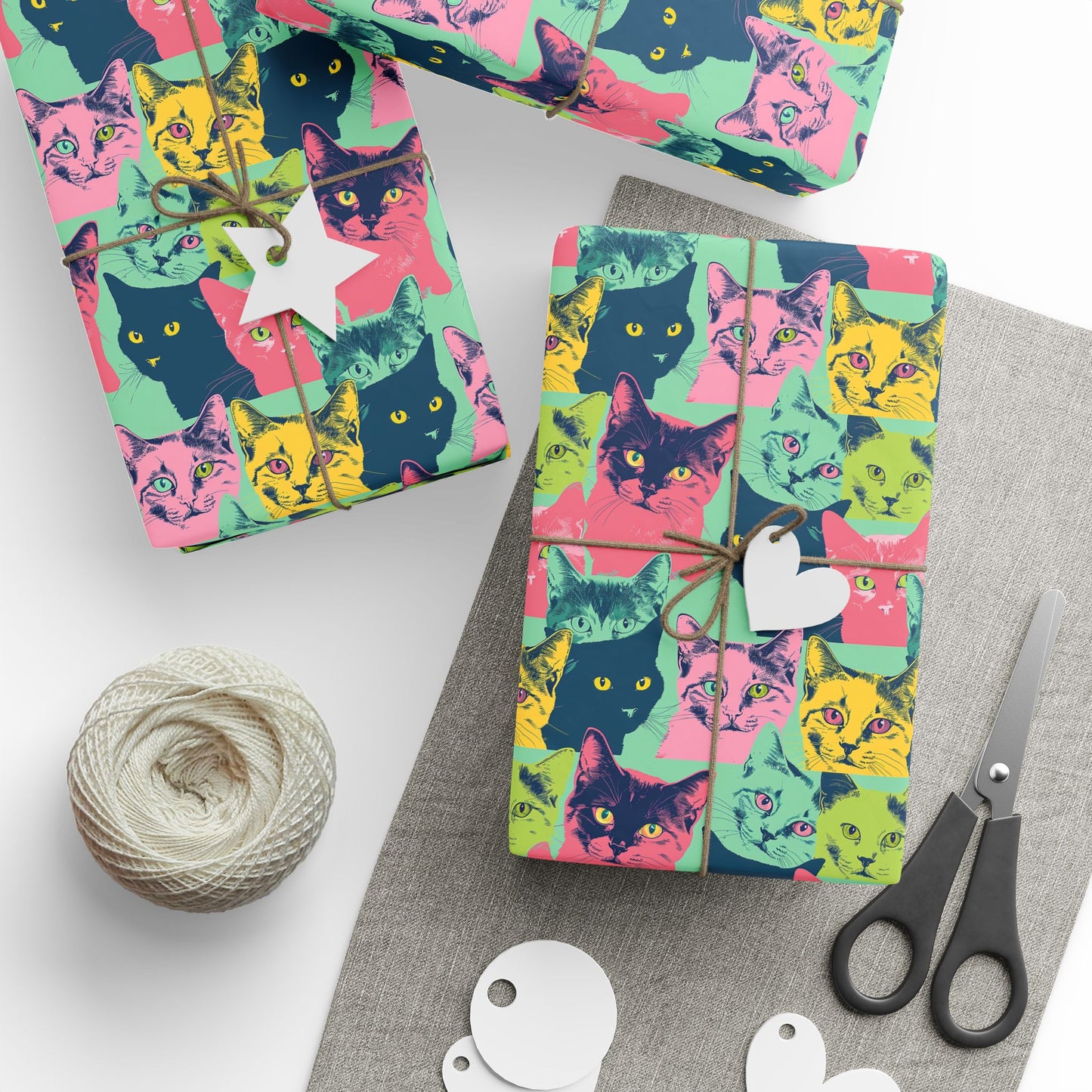 Colorful Cat Wrapping Paper - Playful Gift Wrap for Cat Lovers - Petunia Woof