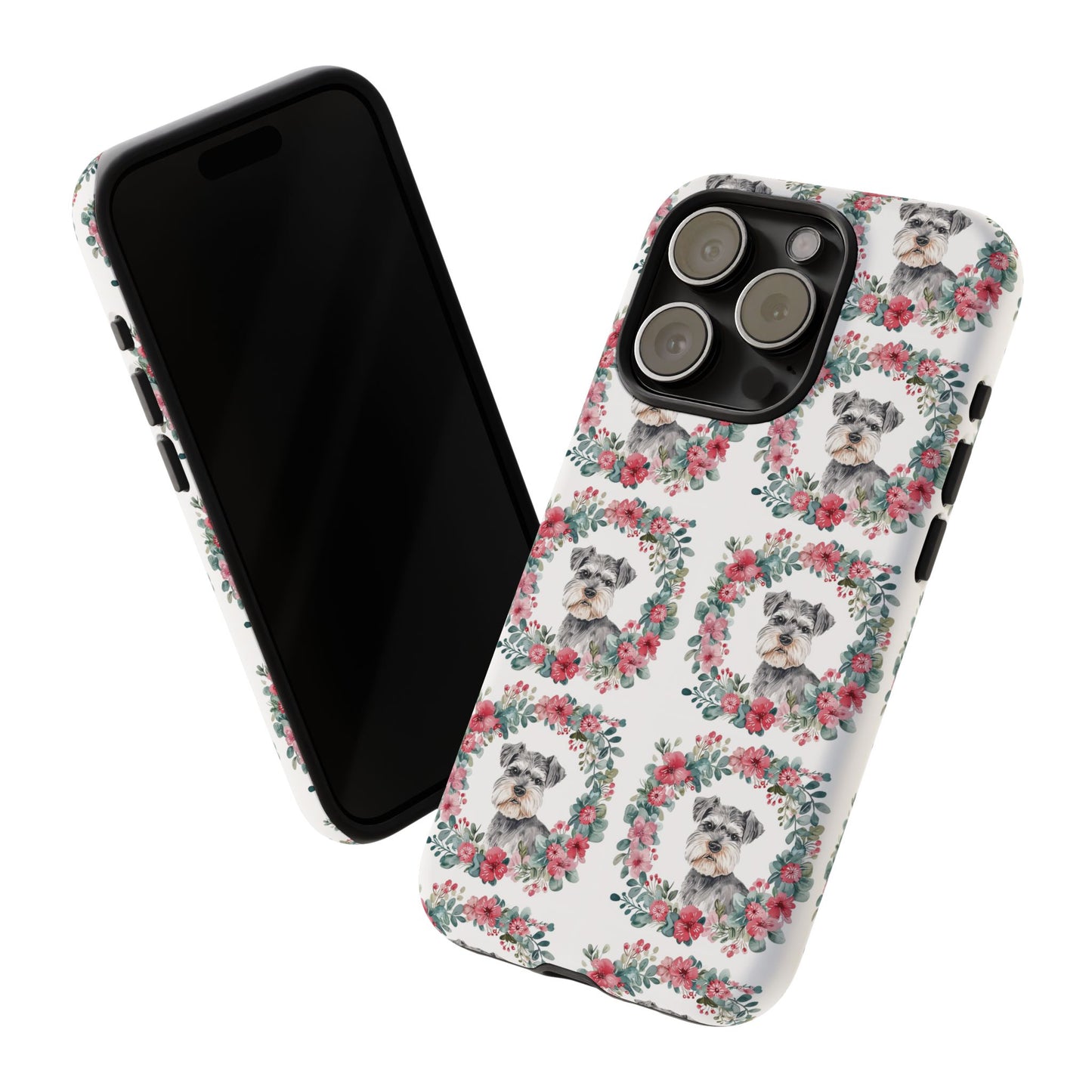 Cute Schnauzer Floral Dog Phone Case - Tough Cases for Pet Lovers