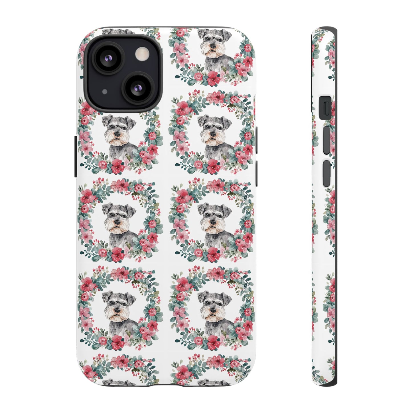 Cute Schnauzer Floral Dog Phone Case - Tough Cases for Pet Lovers