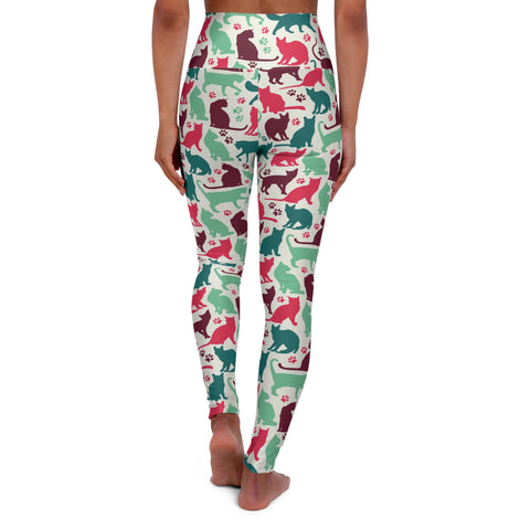 Cute Cat Print High Waisted Yoga Leggings for Cat Lovers