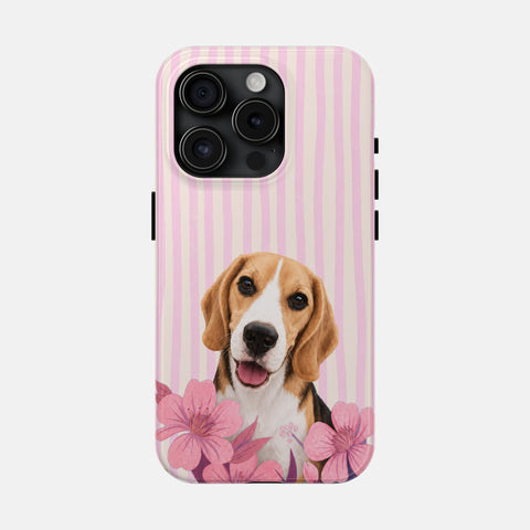 Custom Striped Pet Portrait Phone Case