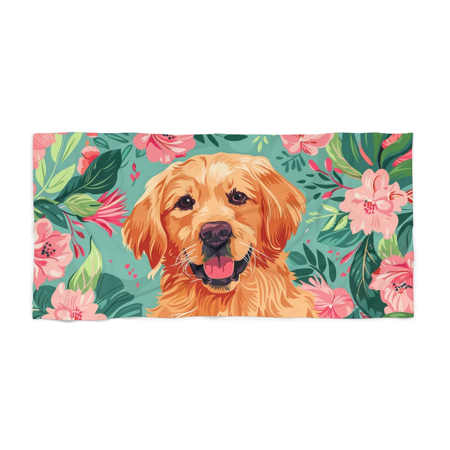 Golden Retriever Floral Beach Towel - Perfect Pet Lover Gift for Summer - Petunia Woof