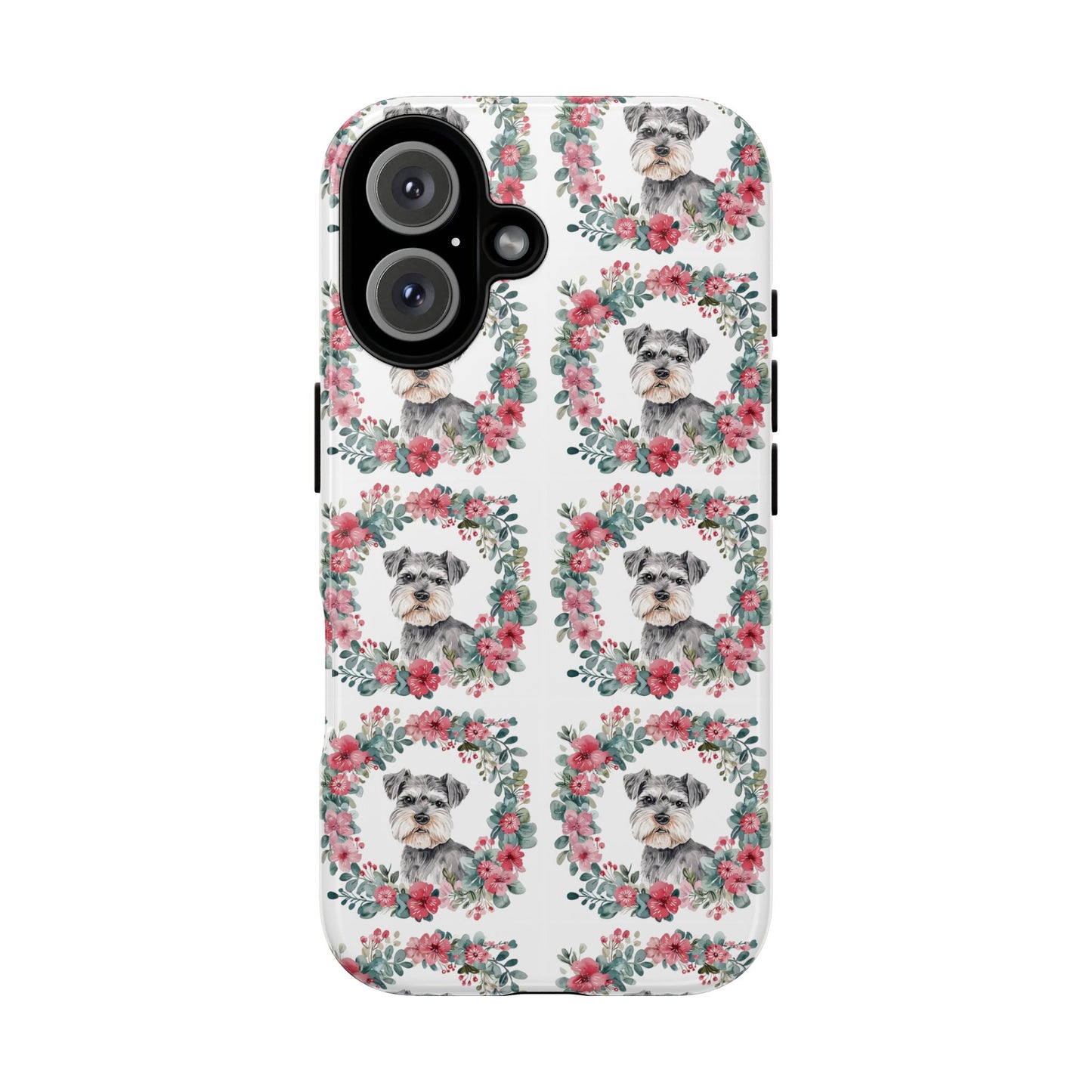 Cute Schnauzer Floral Dog Phone Case - Tough Cases for Pet Lovers