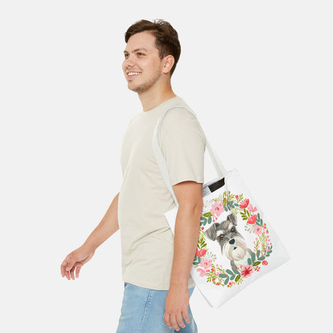 Floral Schnauzer Tote Bag