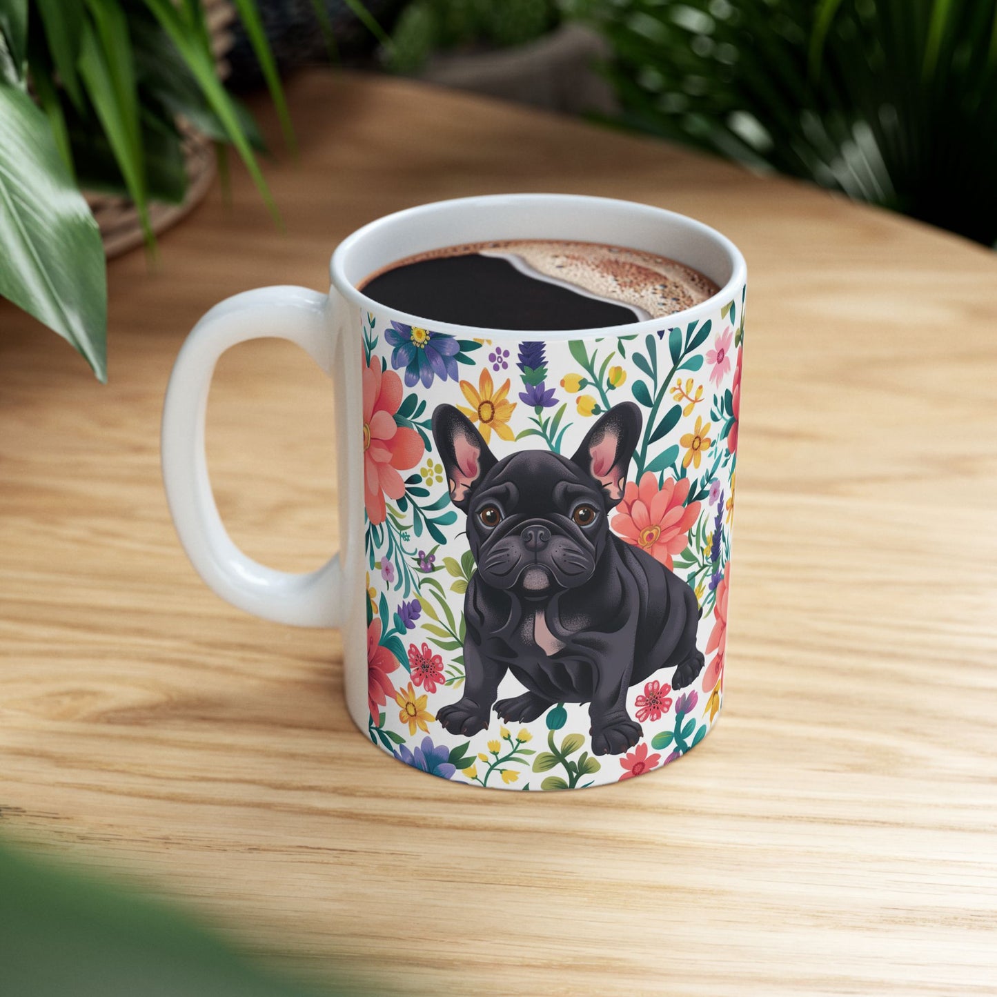 Floral French Bulldog Ceramic Mug - Perfect Gift for Dog Lovers - Petunia Woof