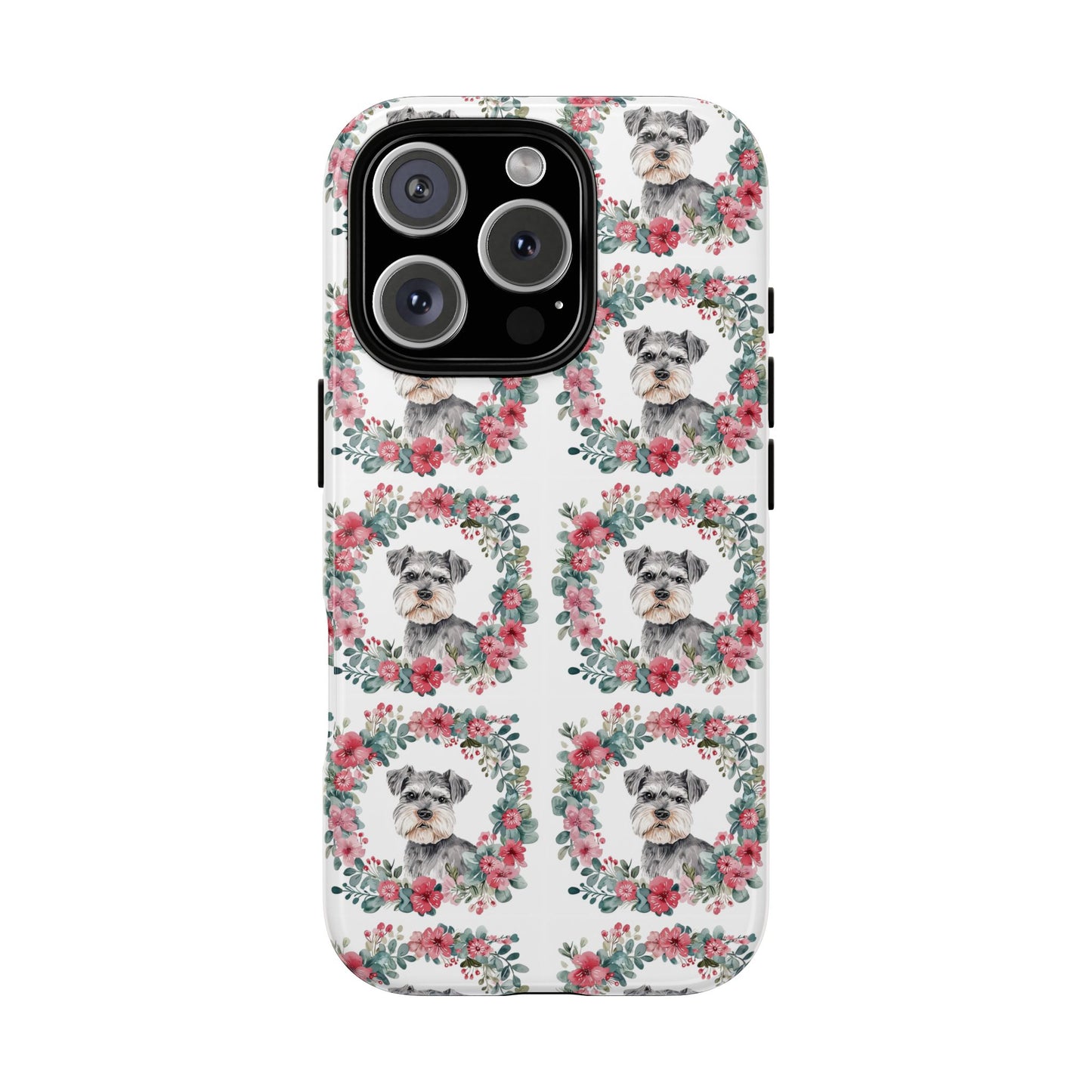 Cute Schnauzer Floral Dog Phone Case - Tough Cases for Pet Lovers