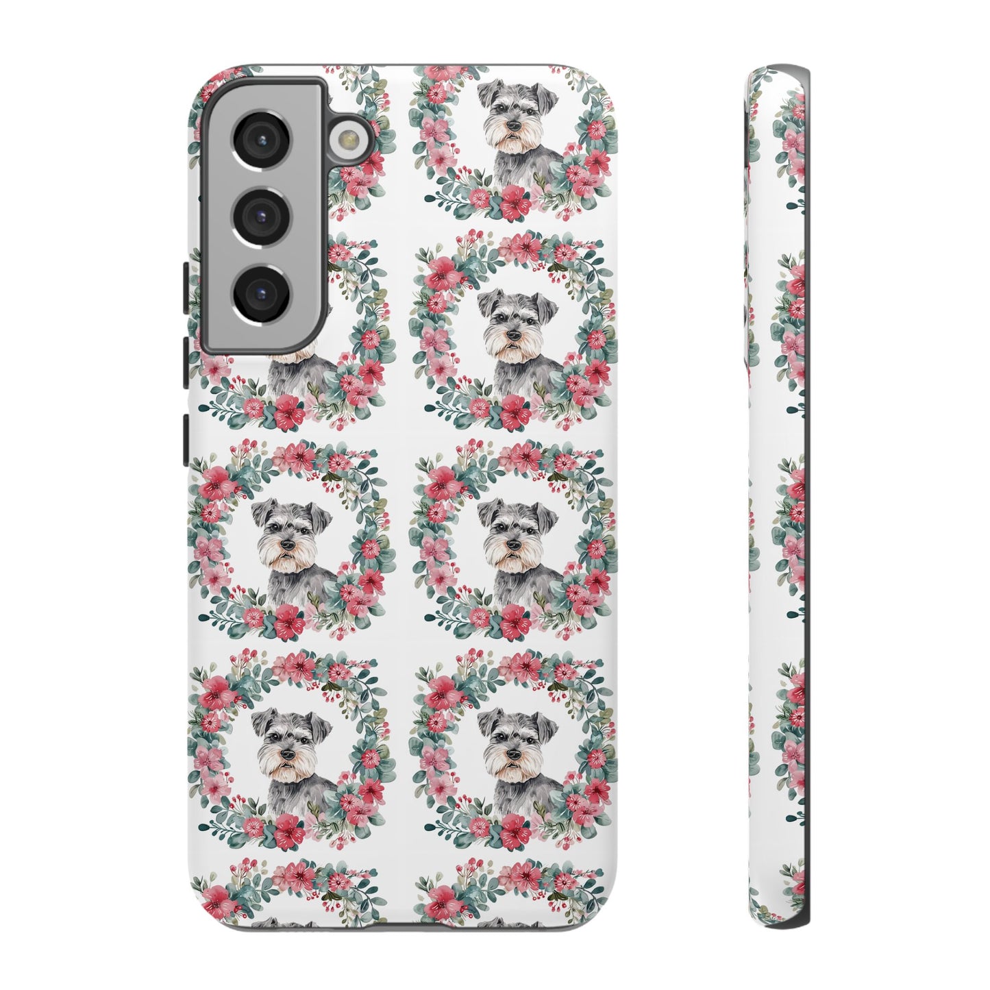 Cute Schnauzer Floral Dog Phone Case - Tough Cases for Pet Lovers