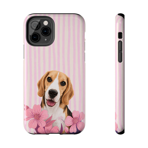 Custom Striped Pet Portrait Phone Case