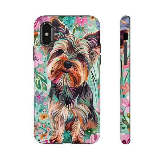 Floral Yorkshire Terrier Phone Case - Tough and Stylish Pet Lover Accessory