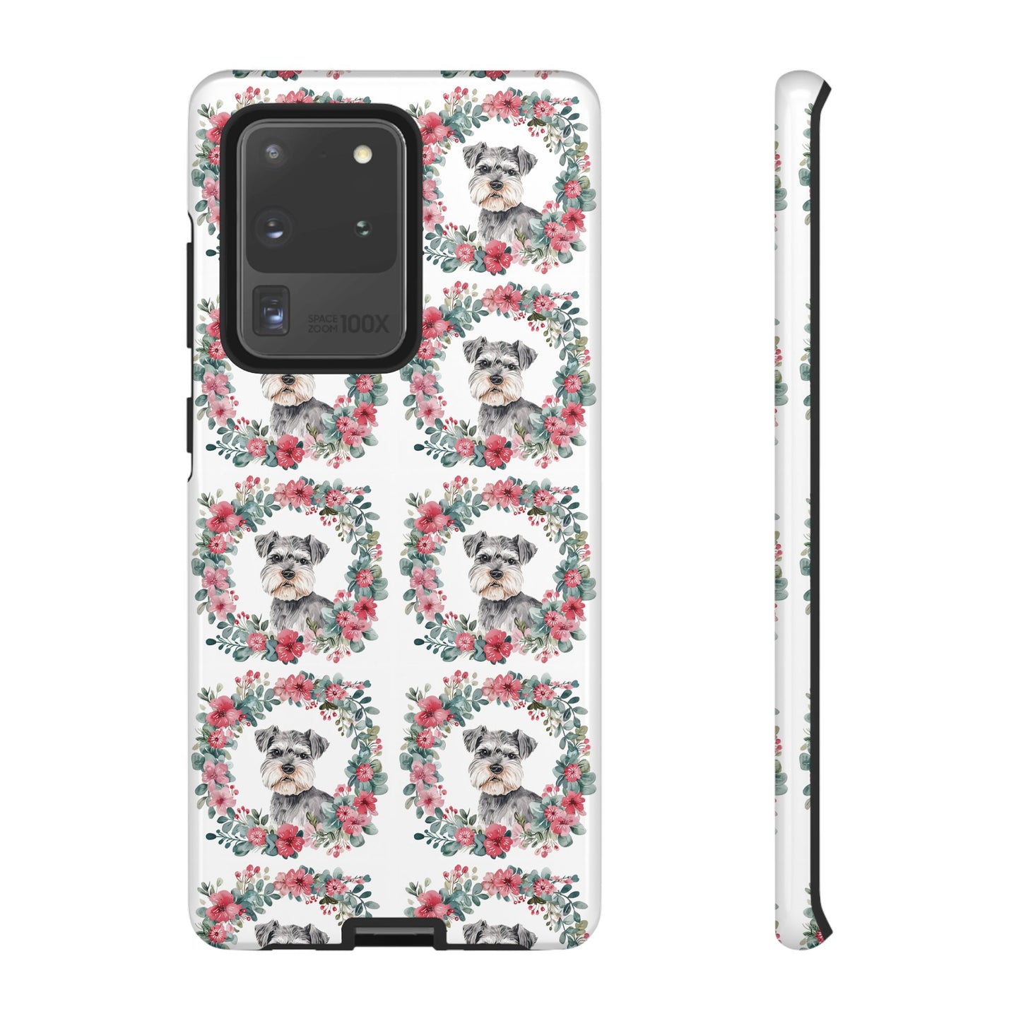 Cute Schnauzer Floral Dog Phone Case - Tough Cases for Pet Lovers