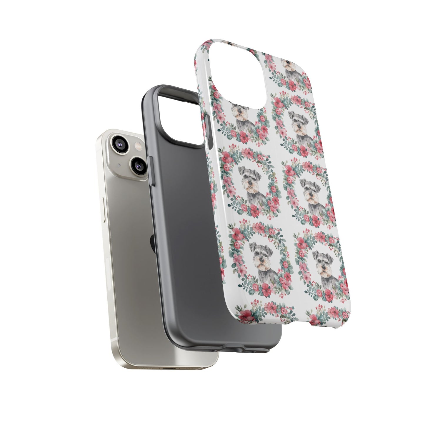 Cute Schnauzer Floral Dog Phone Case - Tough Cases for Pet Lovers