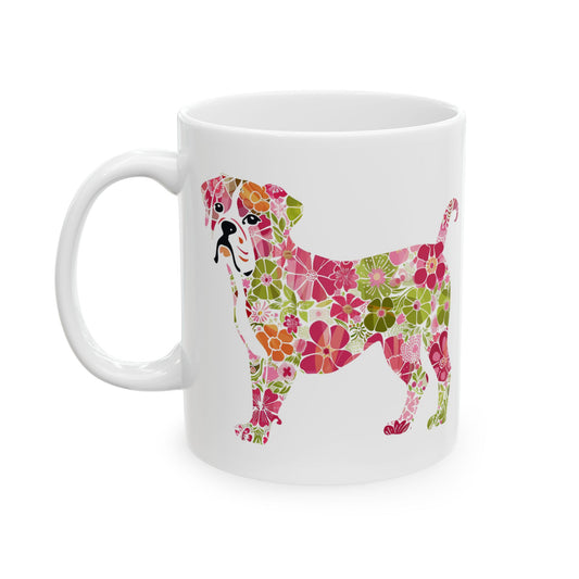 Floral Boxer Dog Ceramic Mug - 11oz & 15oz - Perfect Gift for Dog Lovers - Petunia Woof