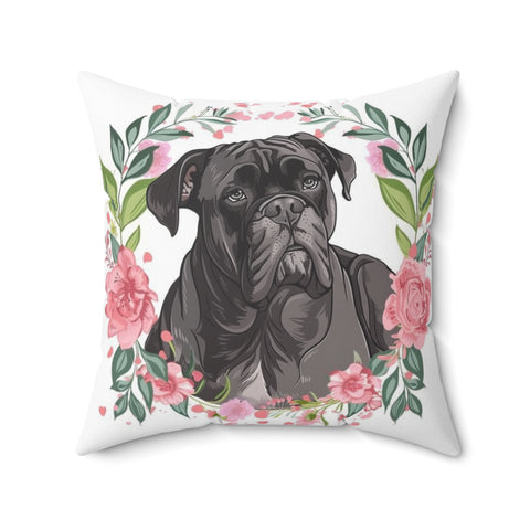 Cute Cane Corso Floral Pillow
