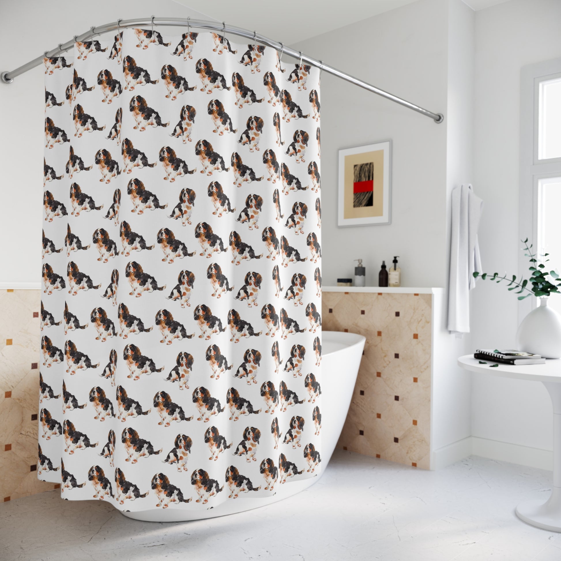 Cavalier King Charles Spaniel Adorable Dog Shower Curtain - Perfect Pet Lover Gift - Petunia Woof