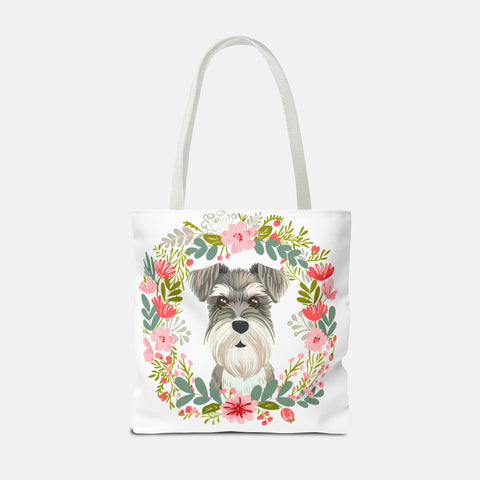 Floral Schnauzer Tote Bag