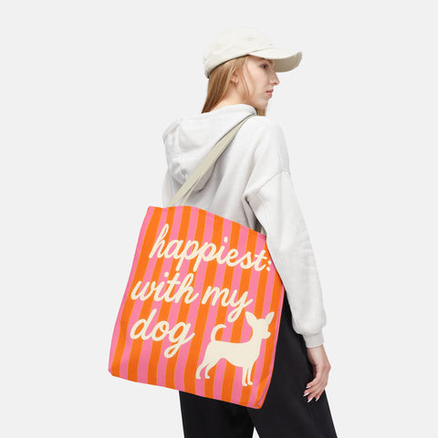 Custom "Happiest With My Dog"  Tote Bag