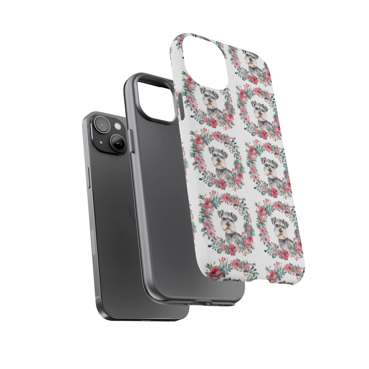 Cute Schnauzer Floral Dog Phone Case - Tough Cases for Pet Lovers