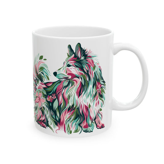 Shetland Sheepdog Floral Dog Design Ceramic Mug - Perfect Gift for Pet Lovers - Petunia Woof