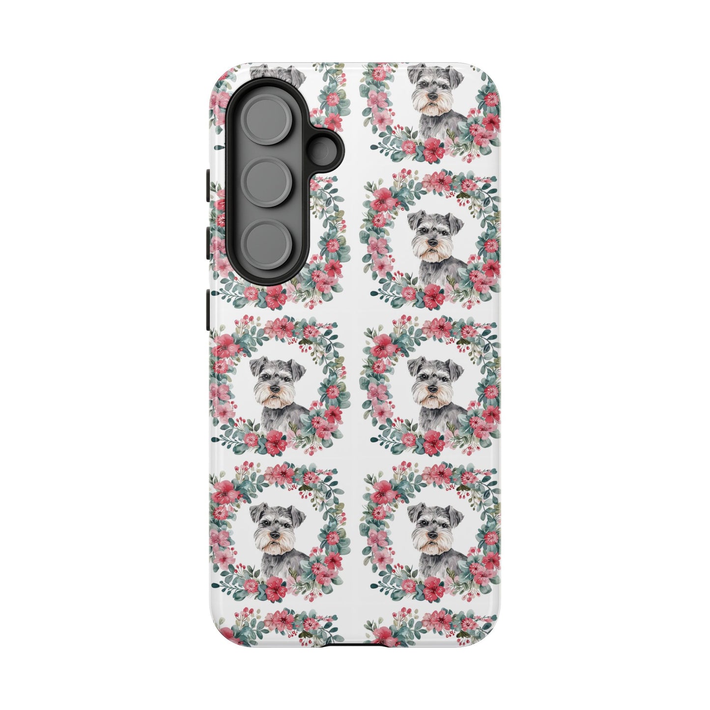 Cute Schnauzer Floral Dog Phone Case - Tough Cases for Pet Lovers