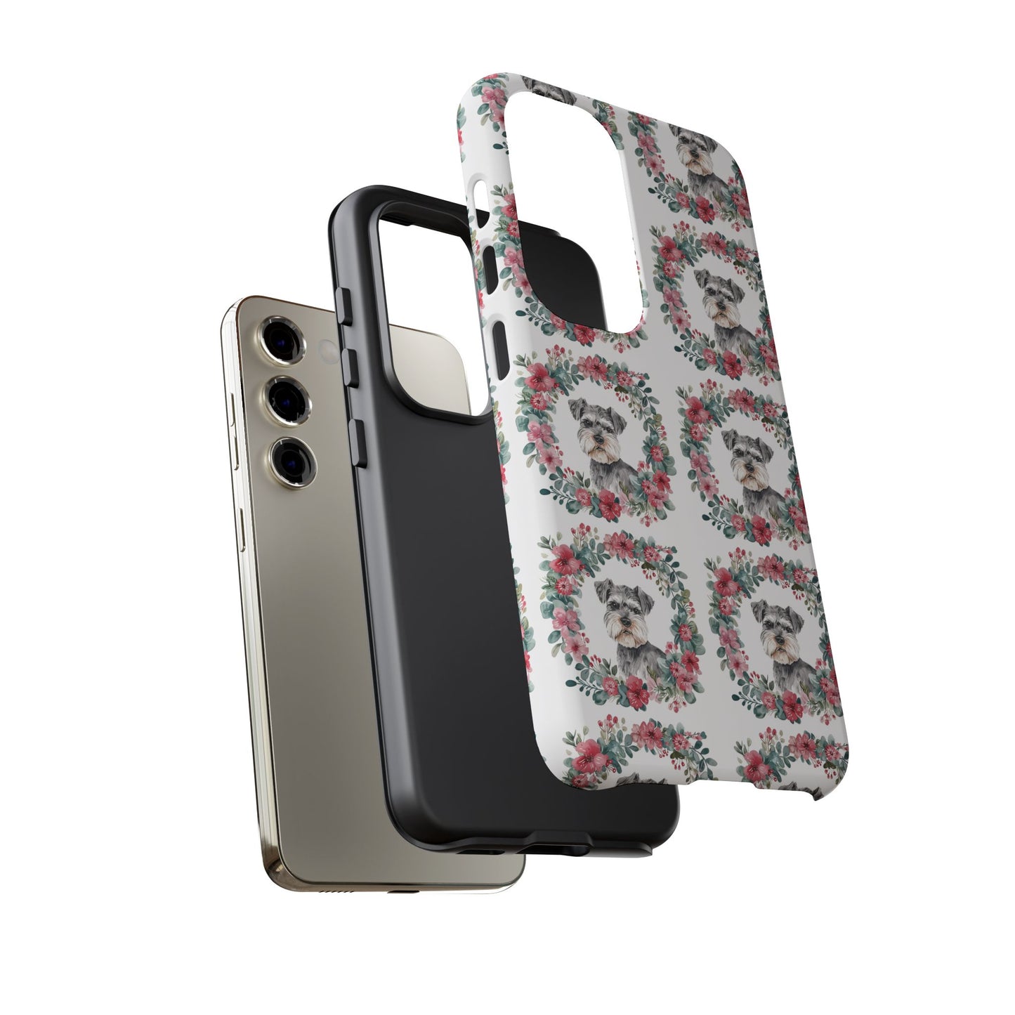 Cute Schnauzer Floral Dog Phone Case - Tough Cases for Pet Lovers