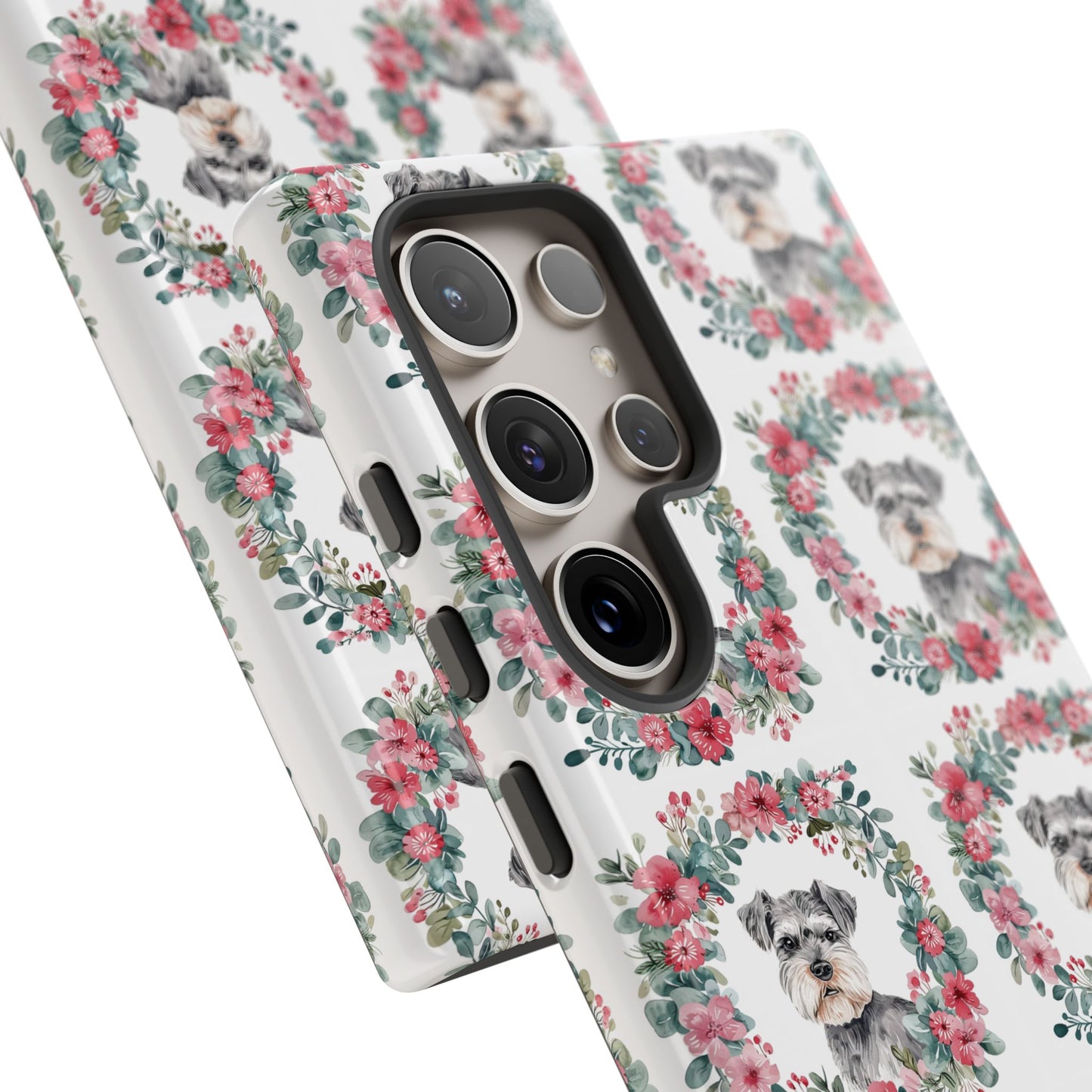 Cute Schnauzer Floral Dog Phone Case - Tough Cases for Pet Lovers