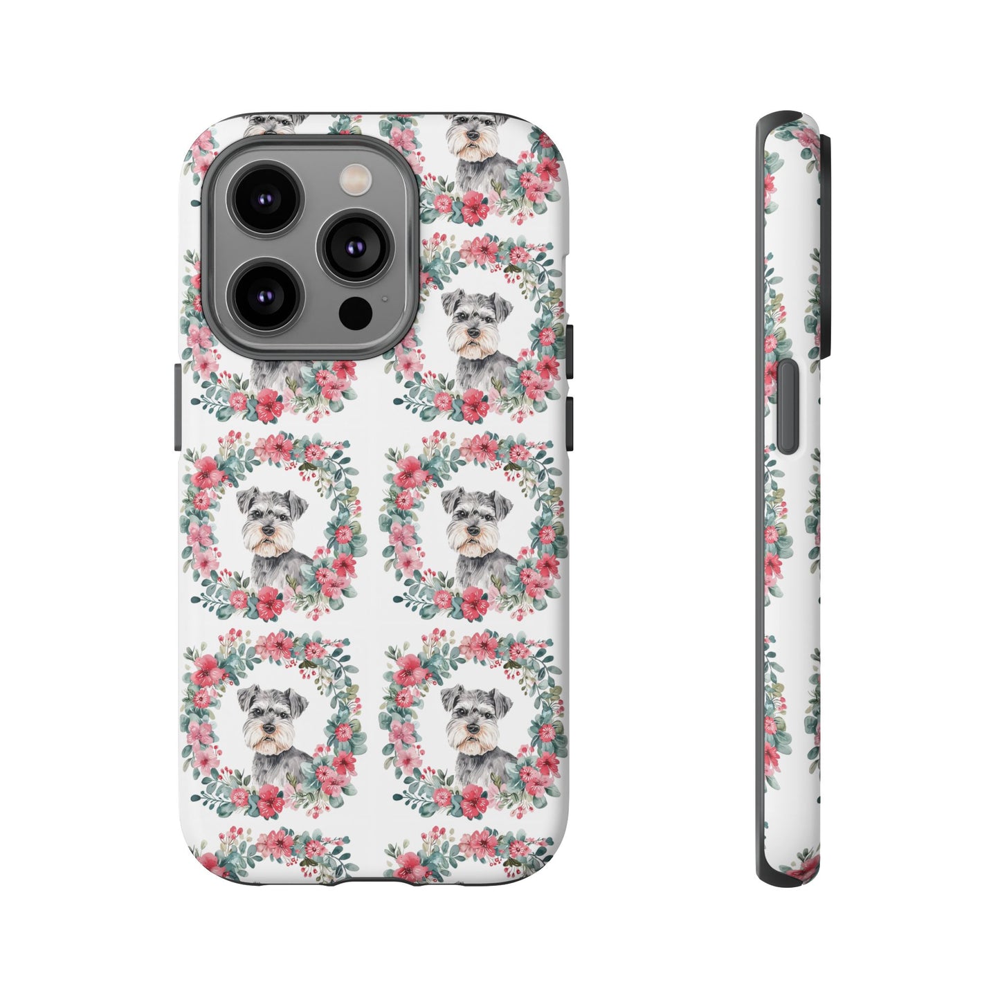 Cute Schnauzer Floral Dog Phone Case - Tough Cases for Pet Lovers