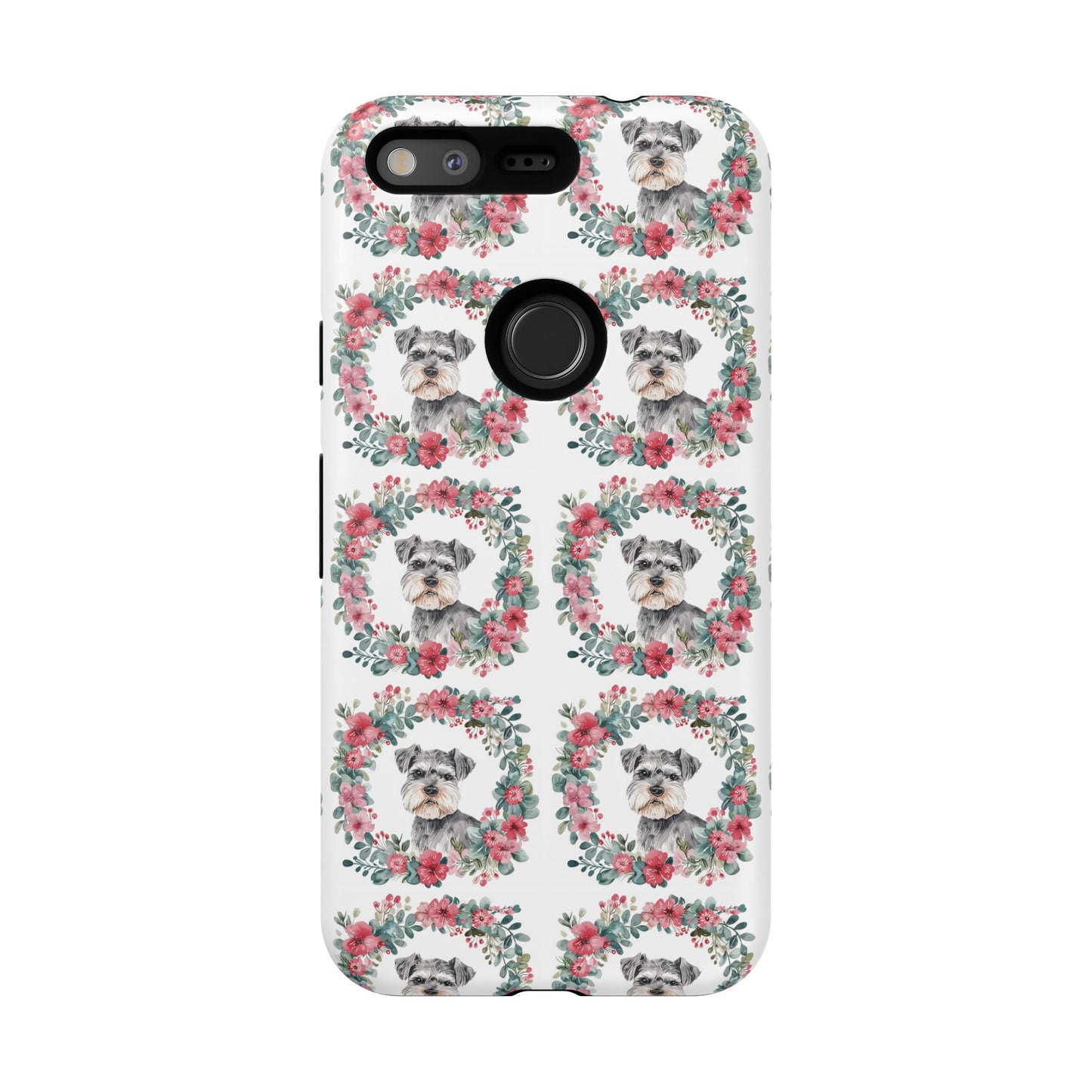 Cute Schnauzer Floral Dog Phone Case - Tough Cases for Pet Lovers