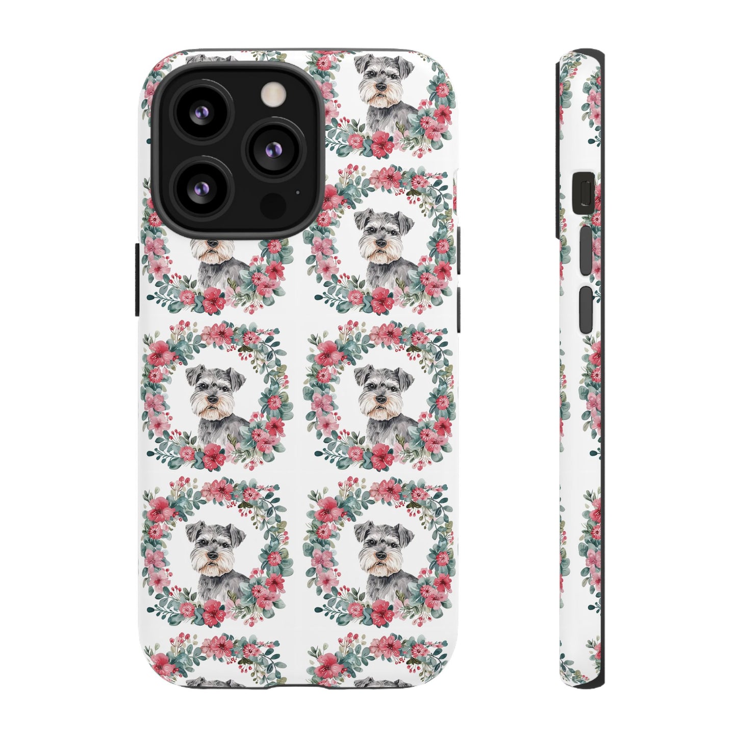 Cute Schnauzer Floral Dog Phone Case - Tough Cases for Pet Lovers