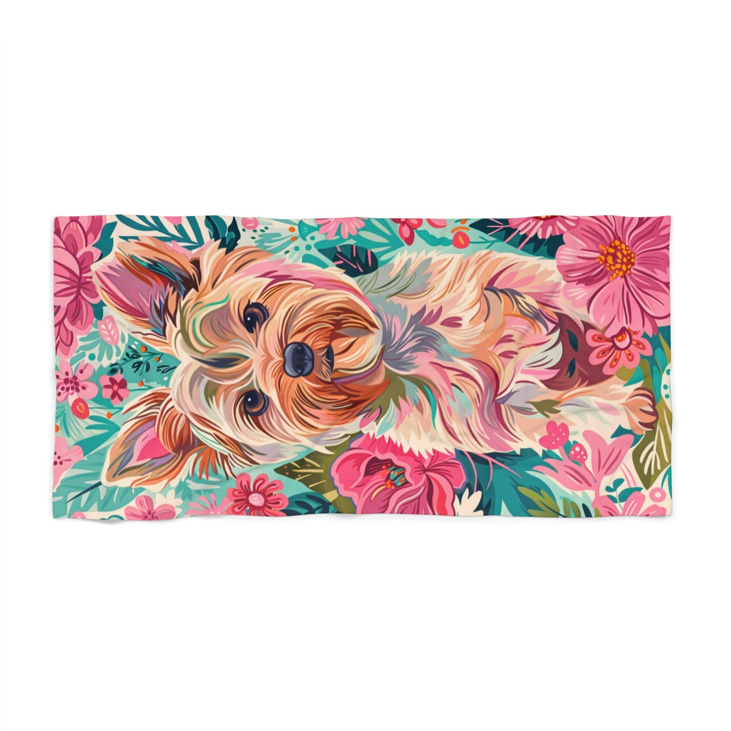 Yorkshire Terrier Vibrant Floral Dog Beach Towel – Perfect Gift  For Yorkshire Lovers - Petunia Woof